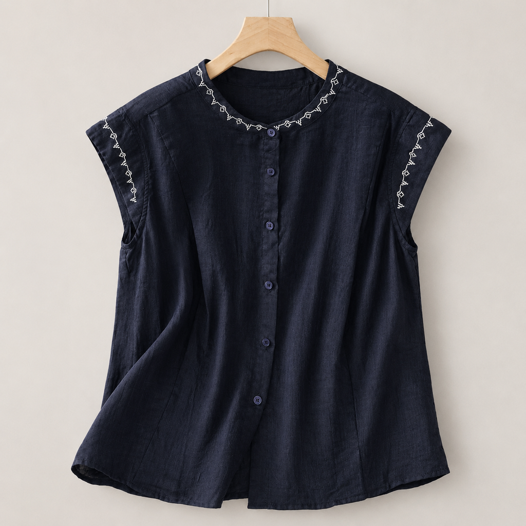 Embroidered Linen Top