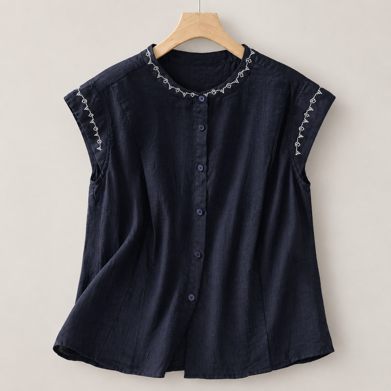 Embroidered Linen Top