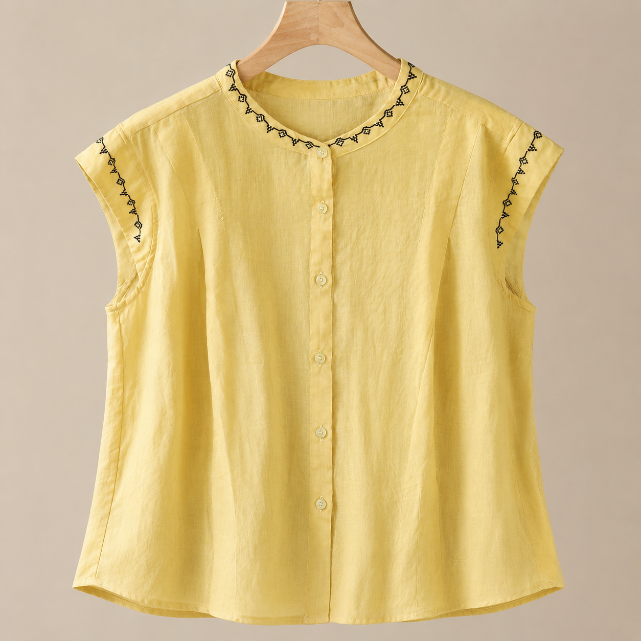 Embroidered Linen Top
