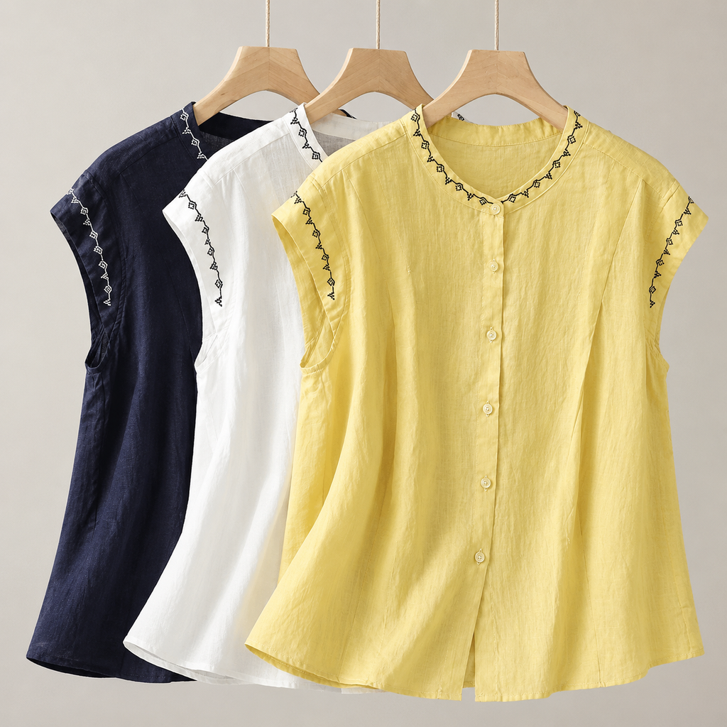 Embroidered Linen Top
