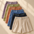 Daisy Embroidered Linen Short