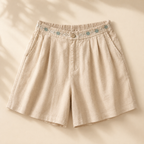 Daisy Embroidered Linen Short
