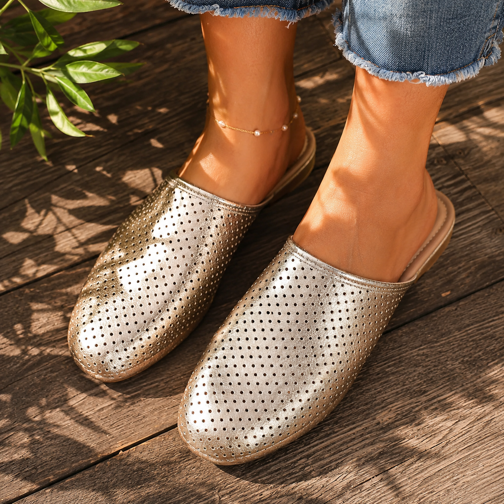 Goldie Perforated Flat Mule