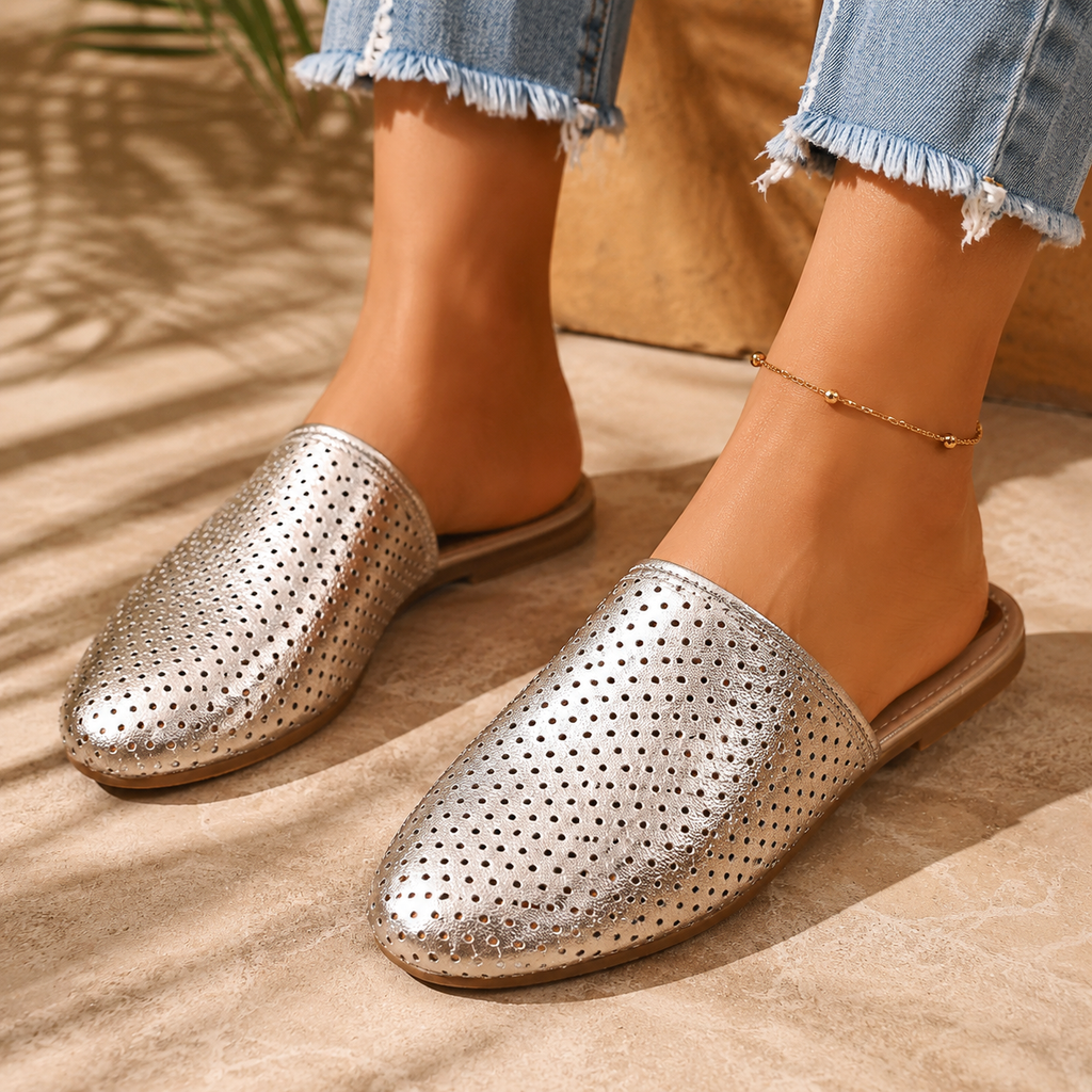 Goldie Perforated Flat Mule