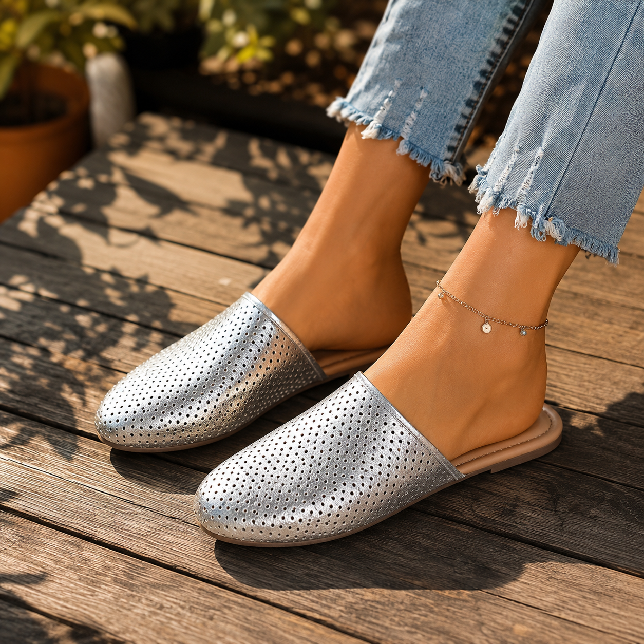 Goldie Perforated Flat Mule