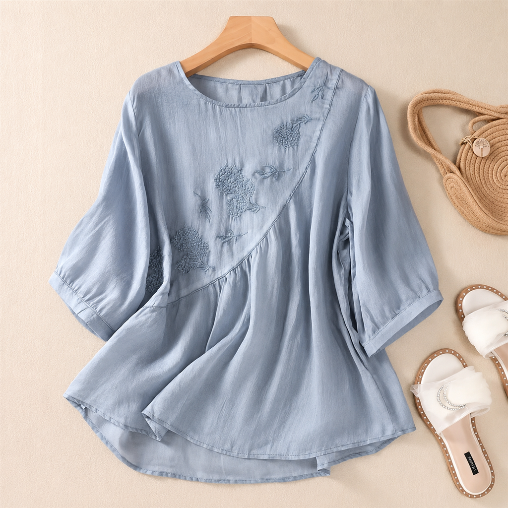 Clara Embroidered Linen Top