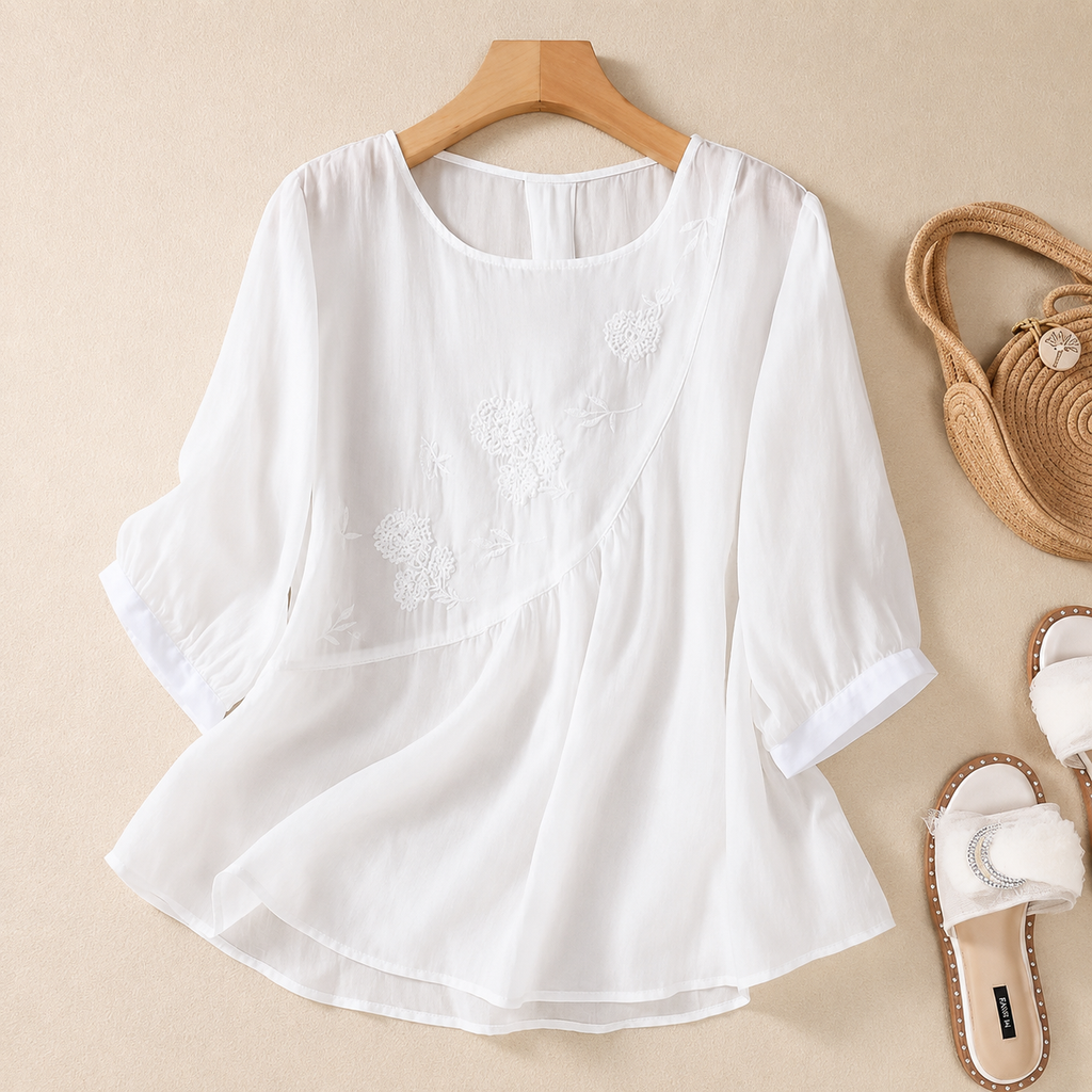 Clara Embroidered Linen Top