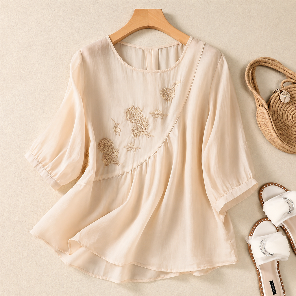 Clara Embroidered Linen Top