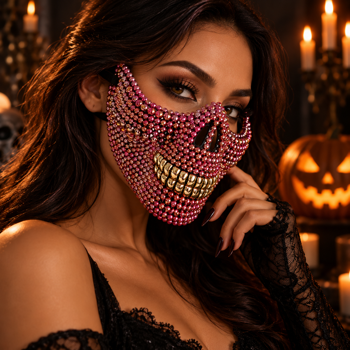 The Nocturne Beaded Skull Mask