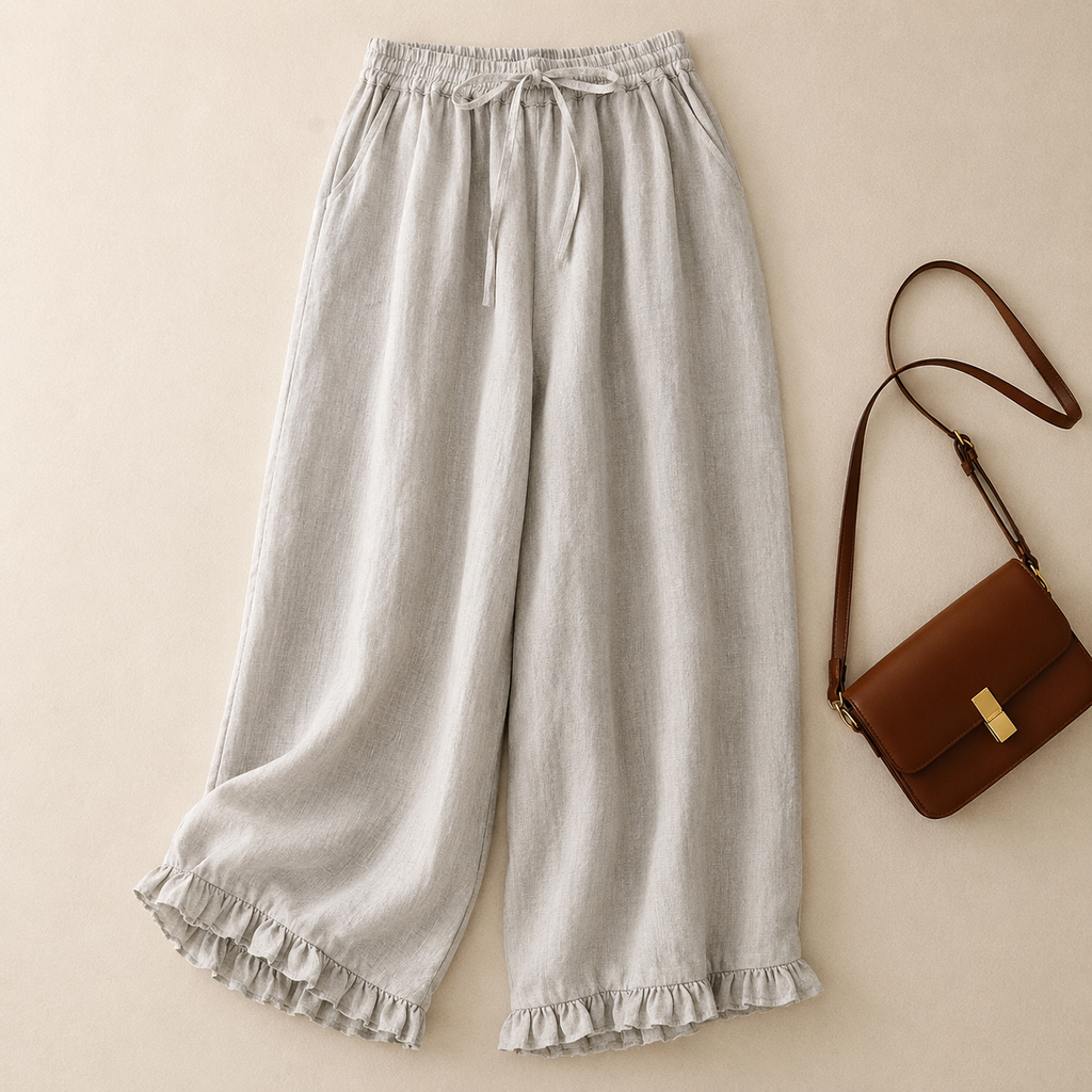 Ivy Ruffle Hem Linen Pant