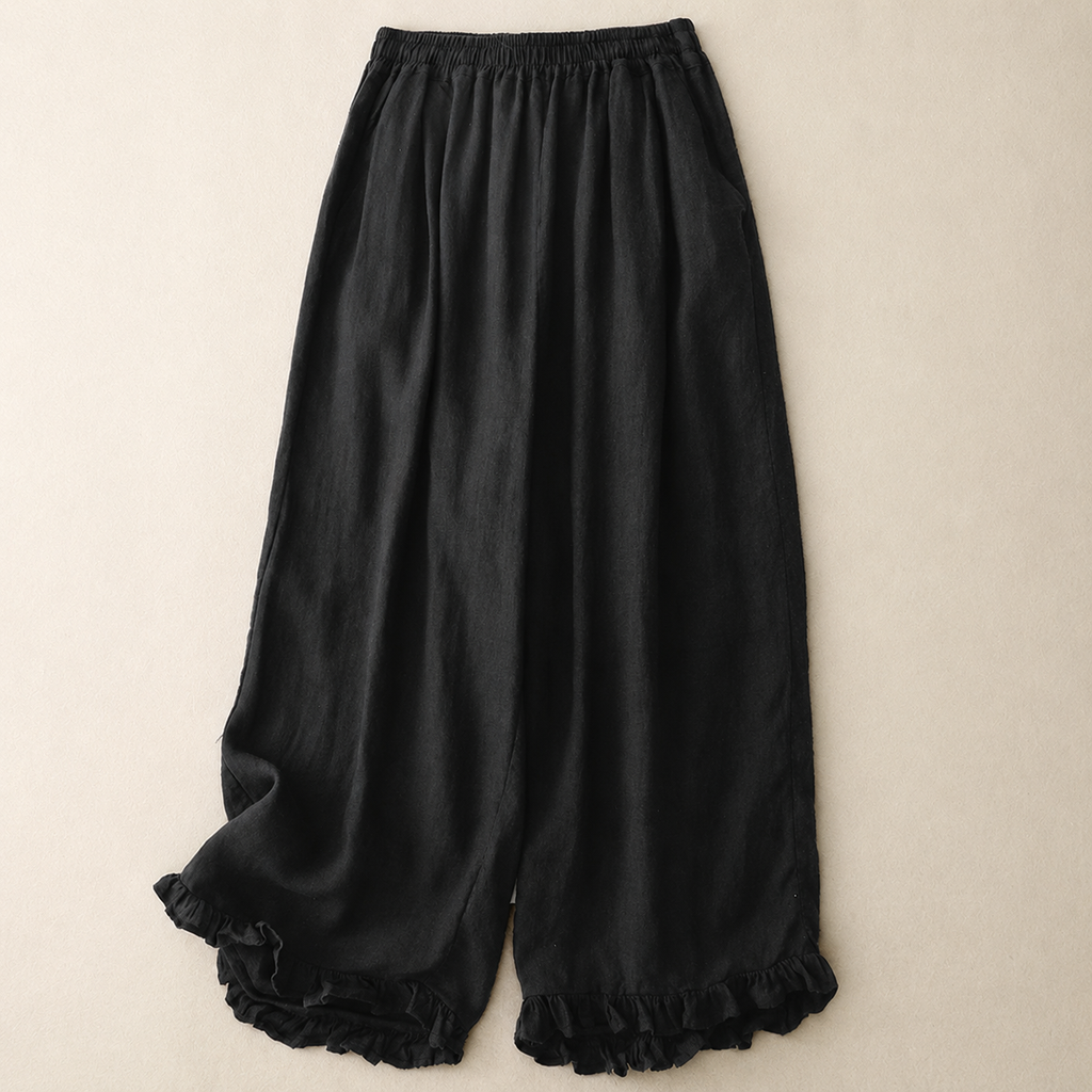 Ivy Ruffle Hem Linen Pant