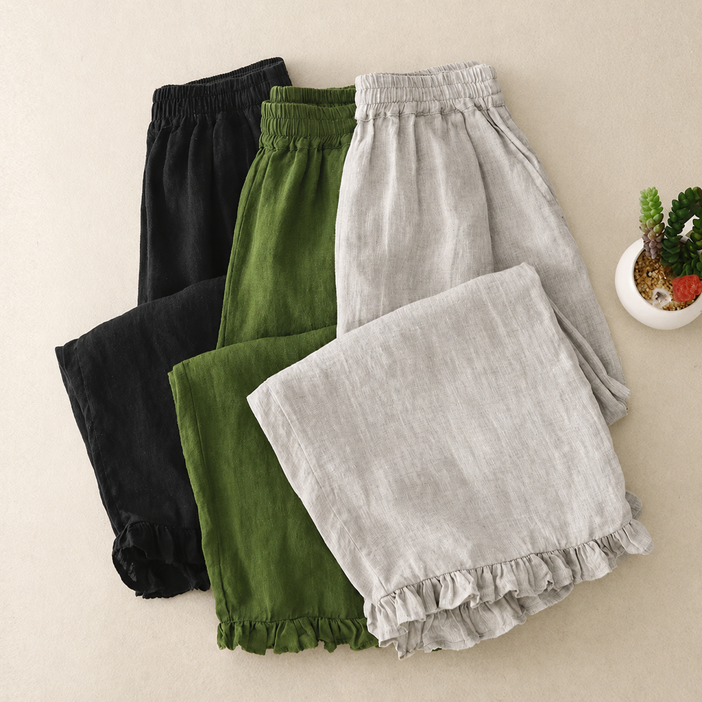 Ivy Ruffle Hem Linen Pant