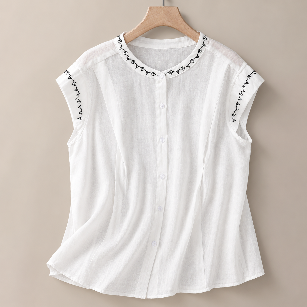 Embroidered Linen Top