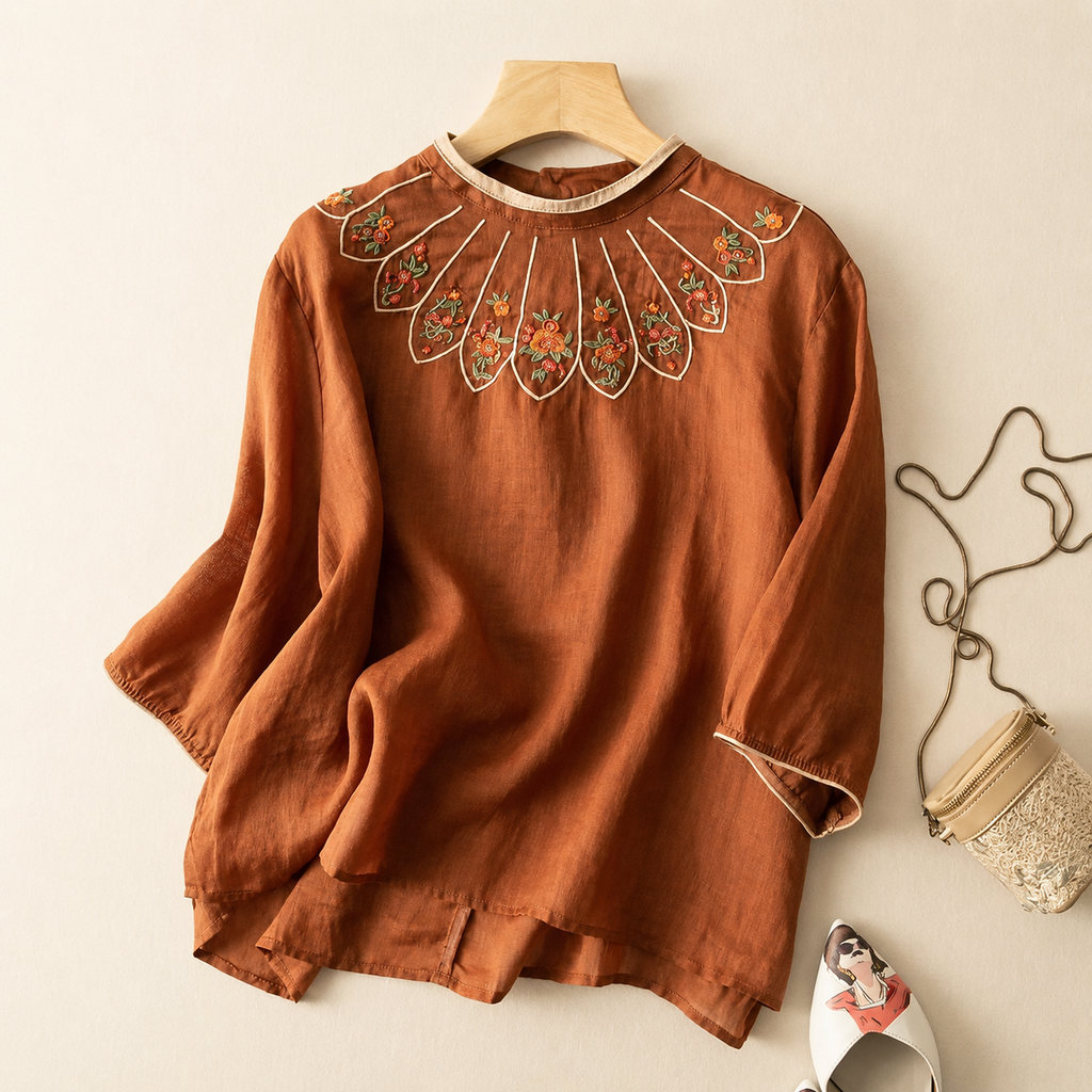 Rosa Embroidered Linen Top