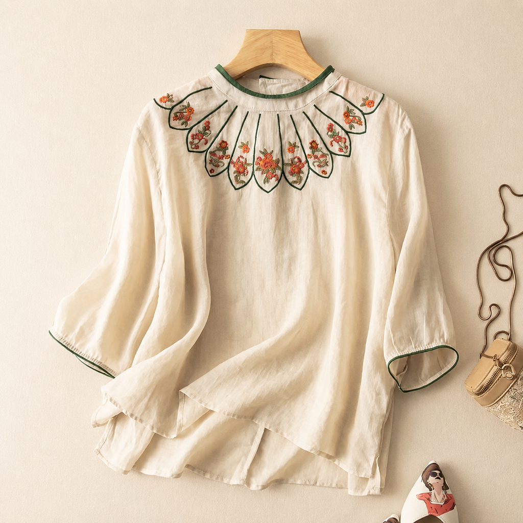 Rosa Embroidered Linen Top