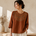 Rosa Embroidered Linen Top