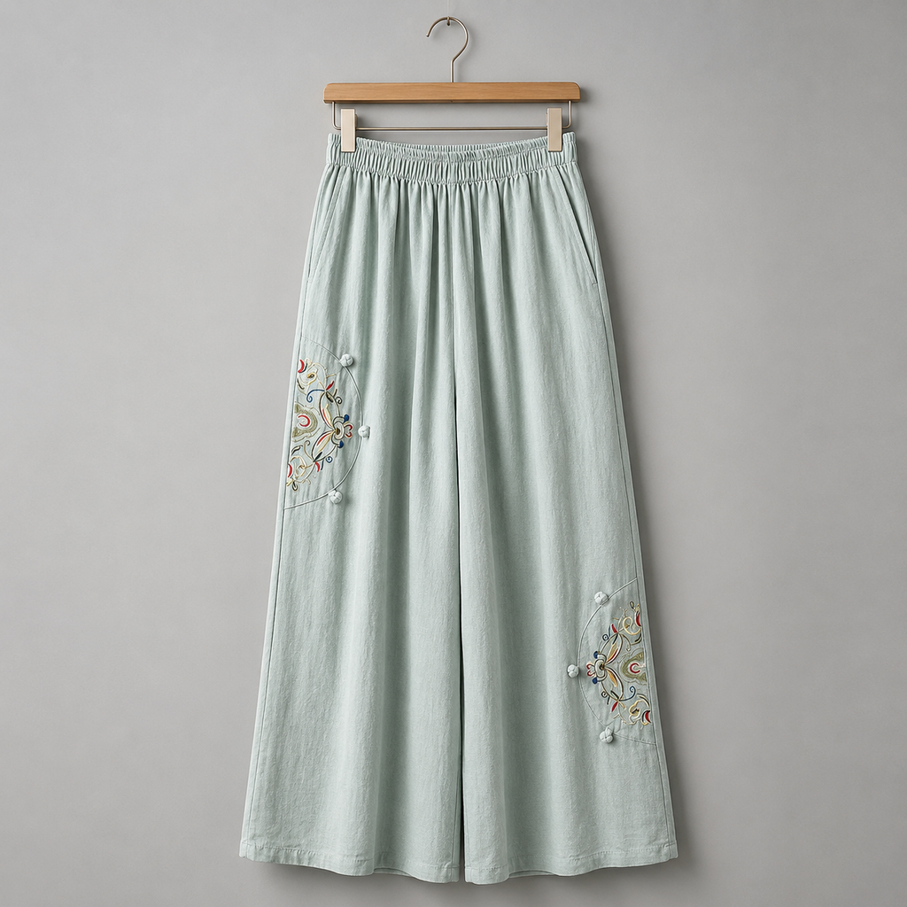 Brooke Embroidered Wide Leg Pant