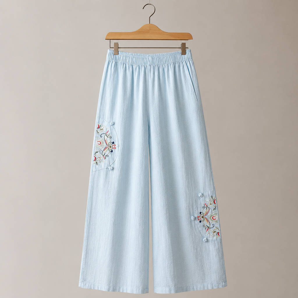 Brooke Embroidered Wide Leg Pant