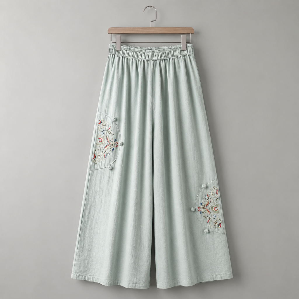 Brooke Embroidered Wide Leg Pant