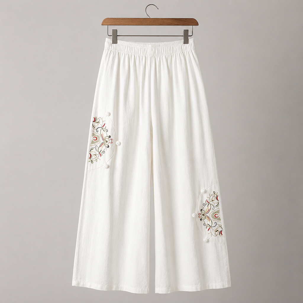 Brooke Embroidered Wide Leg Pant