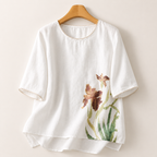 Iris Print Linen Top