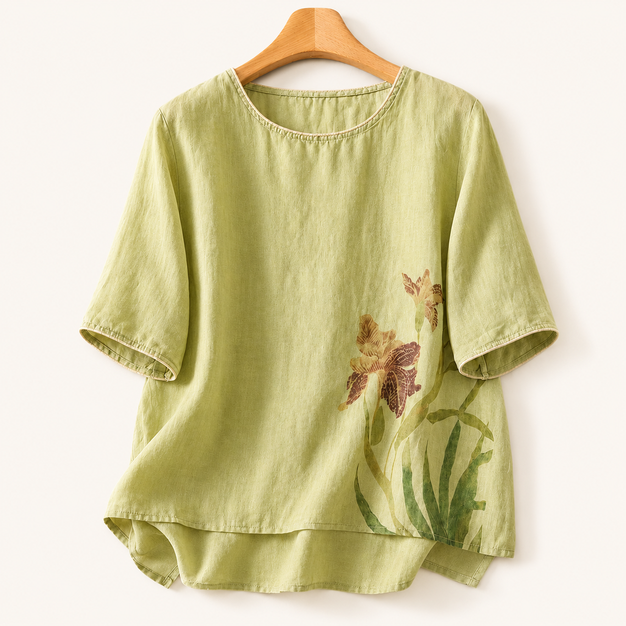 Iris Print Linen Top