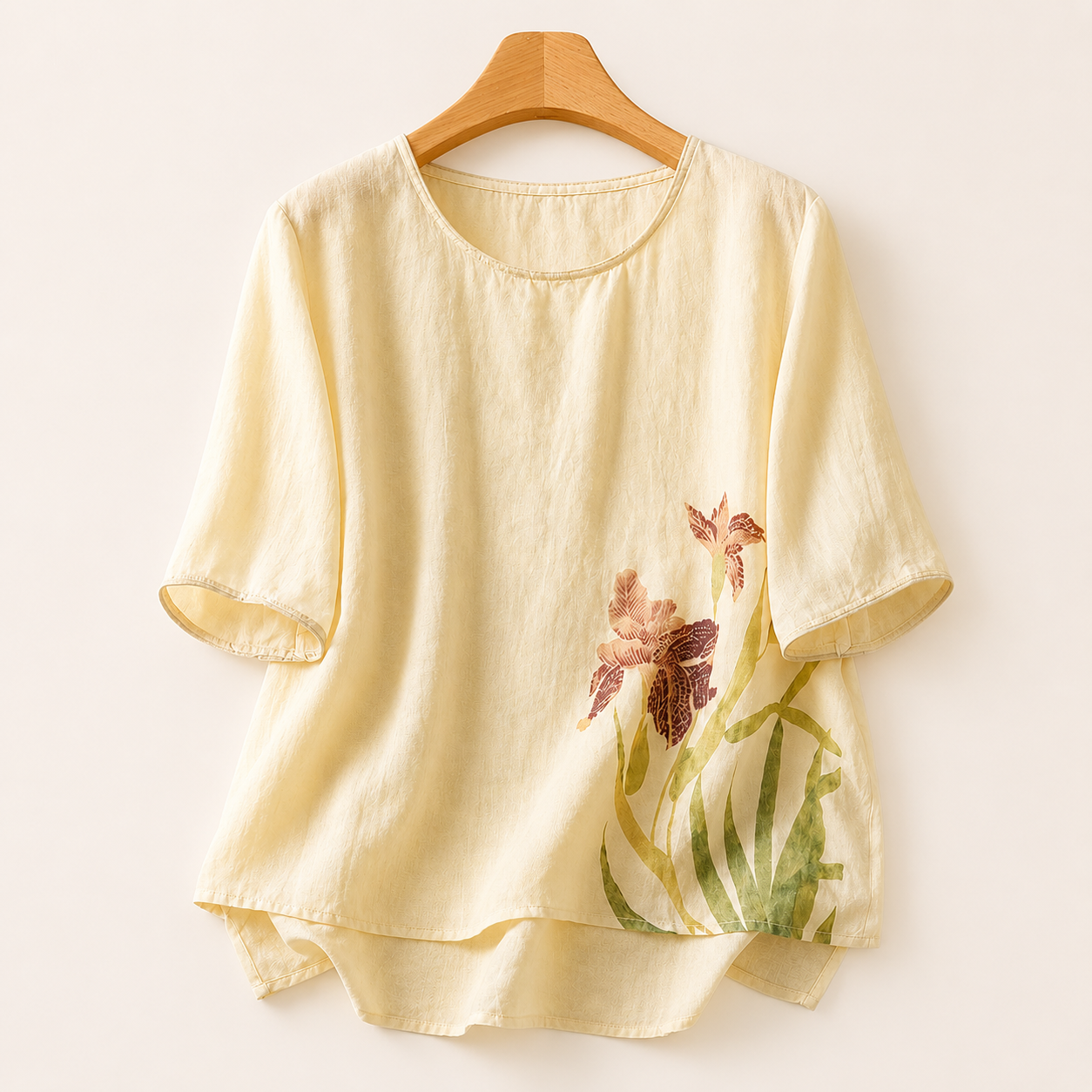 Iris Print Linen Top