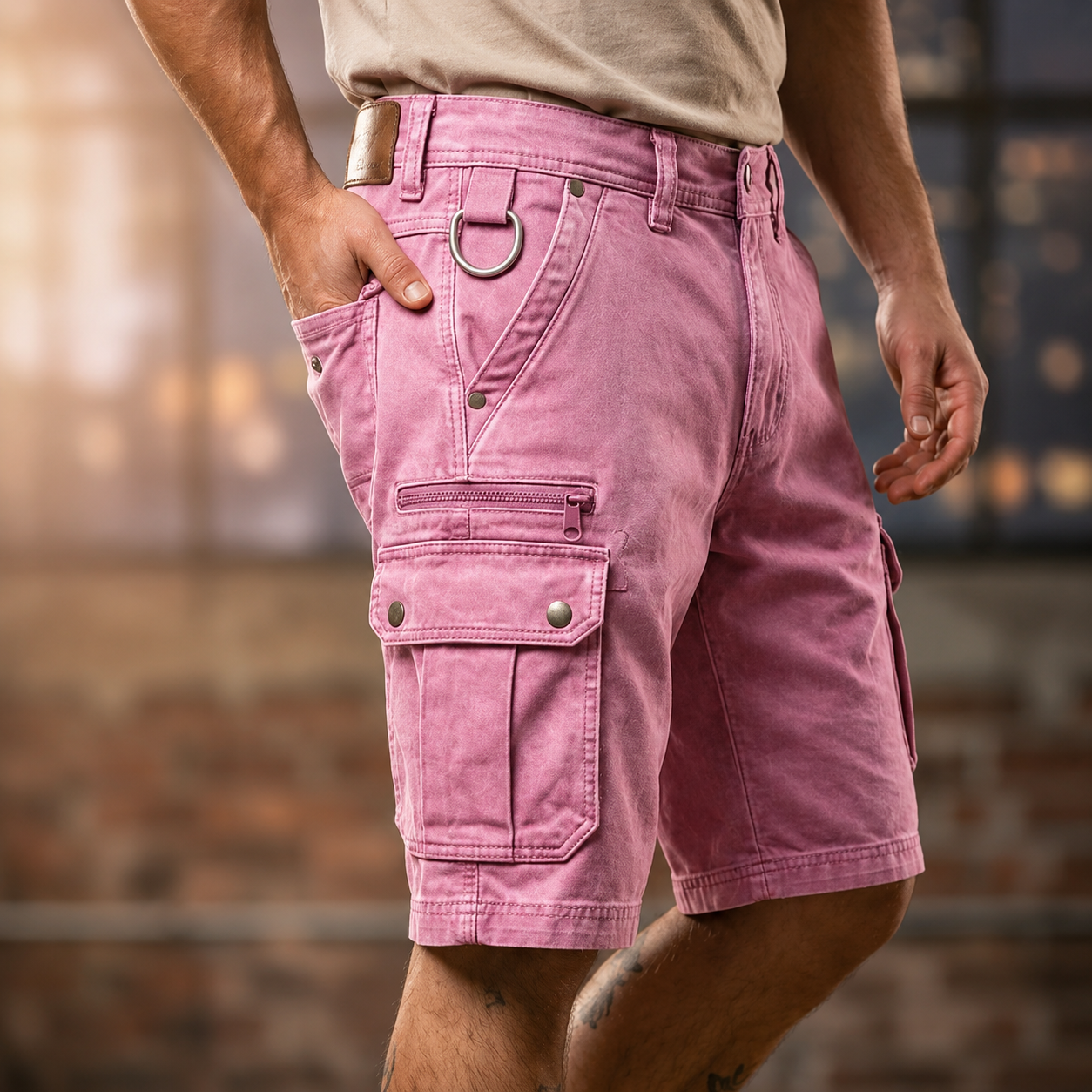 Garrison Washed Denim Cargo Short