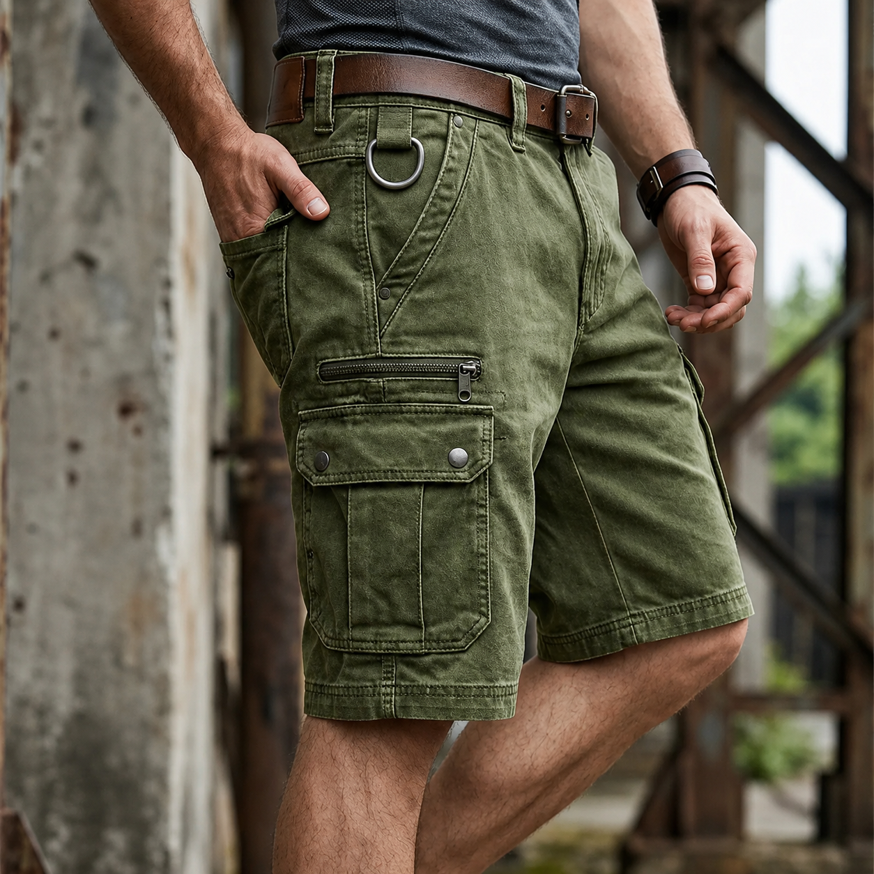 Garrison Washed Denim Cargo Short