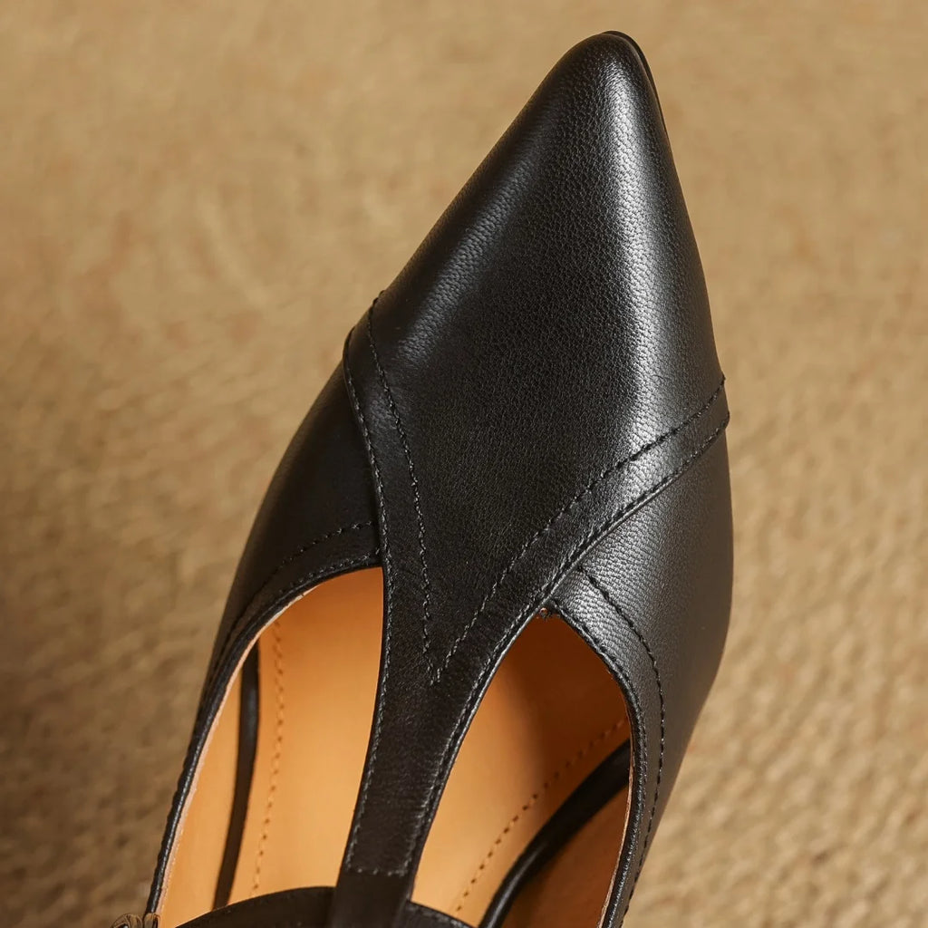 Elena Genuine Leather T-Strap Pump