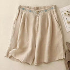 Daisy Embroidered Linen Short
