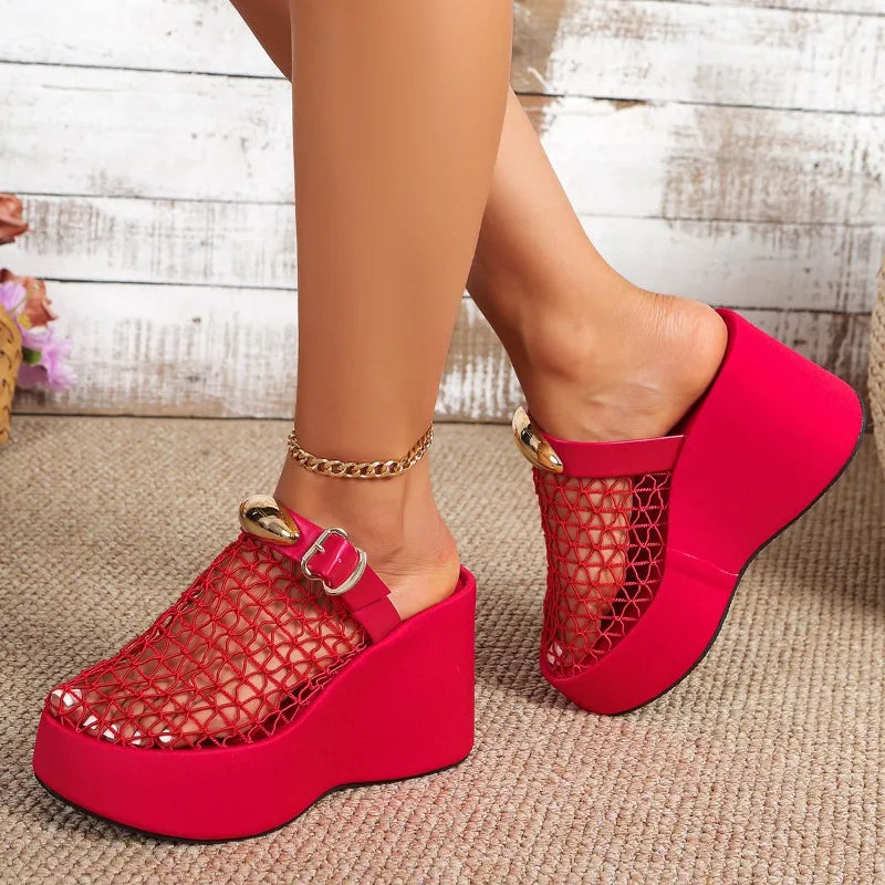 Maria Mesh Platform Wedge Mule