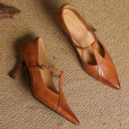 Elena Genuine Leather T-Strap Pump