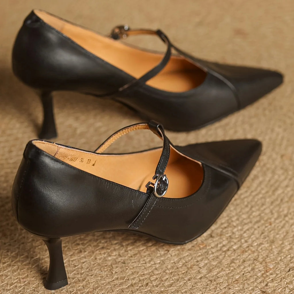 Elena Genuine Leather T-Strap Pump