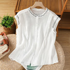 Embroidered Linen Top