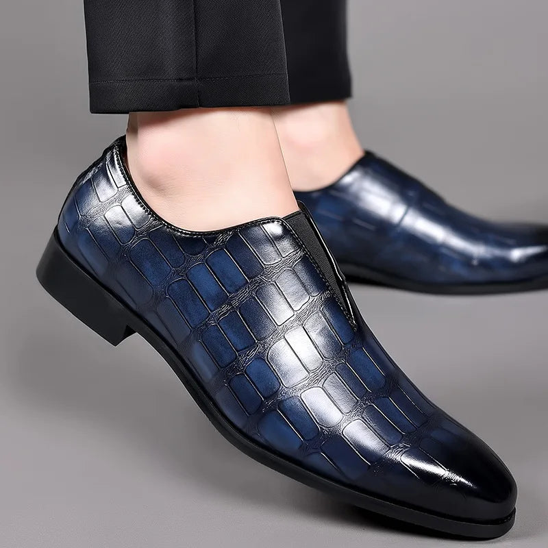 Lorenzo Croc-Embossed Leather Loafers