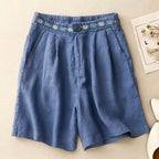 Daisy Embroidered Linen Short