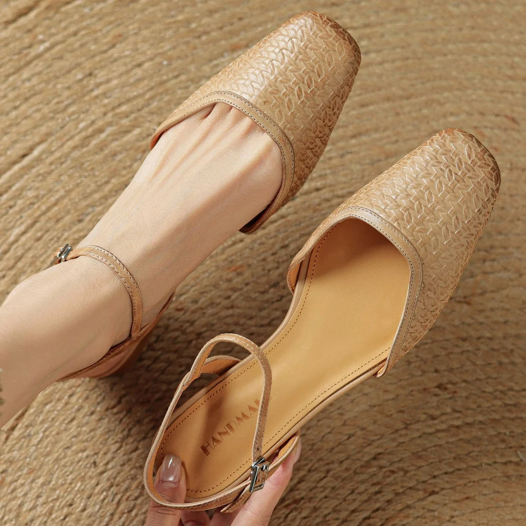 Arlena Genuine Leather Strap Flat