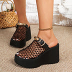 Maria Mesh Platform Wedge Mule