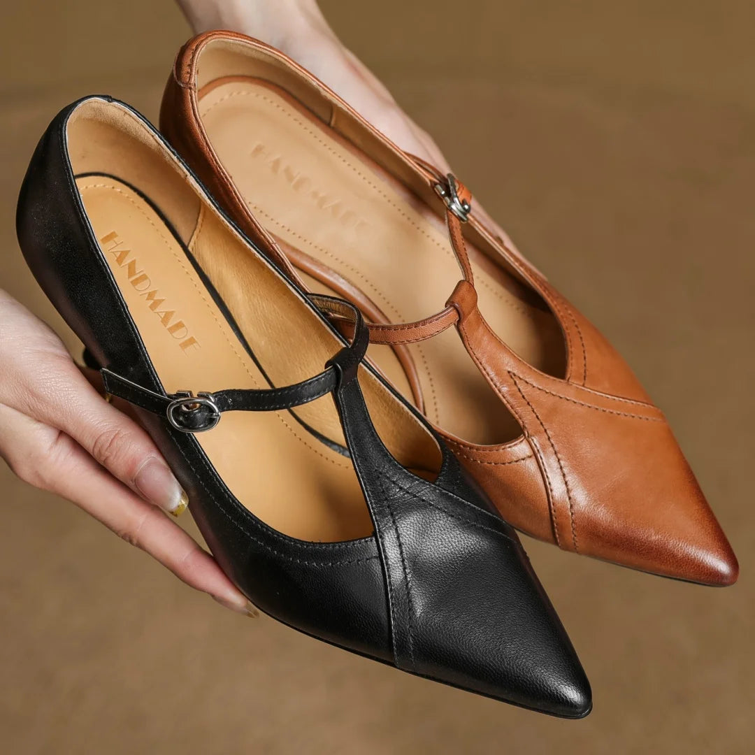 Elena Genuine Leather T-Strap Pump