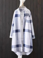 Sunny Plaid Cotton Longline Shirt