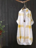Sunny Plaid Cotton Longline Shirt