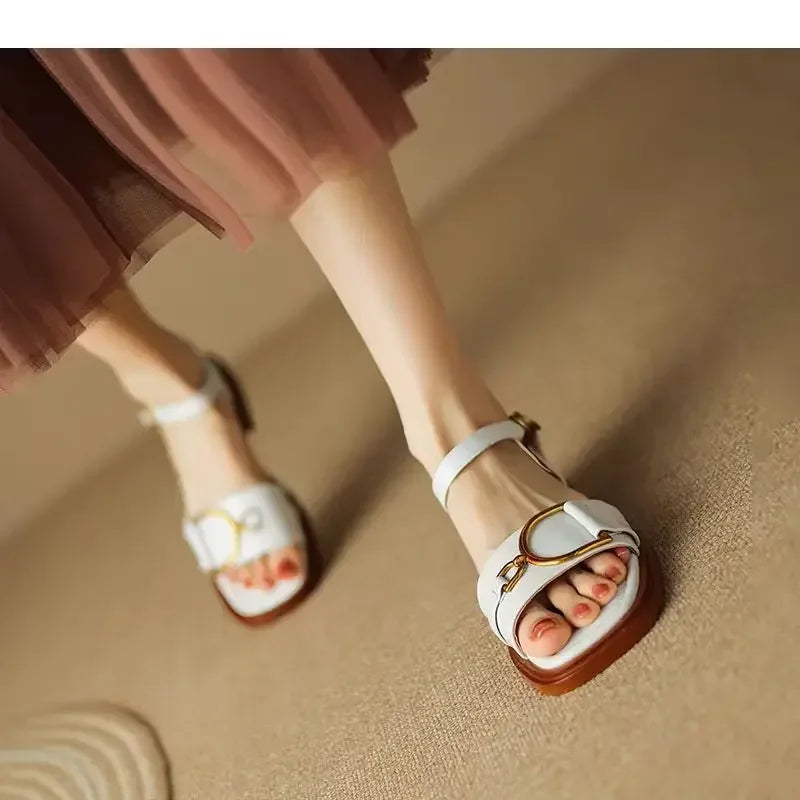Corso Leather Flat Sandal