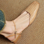 Arlena Genuine Leather Strap Flat