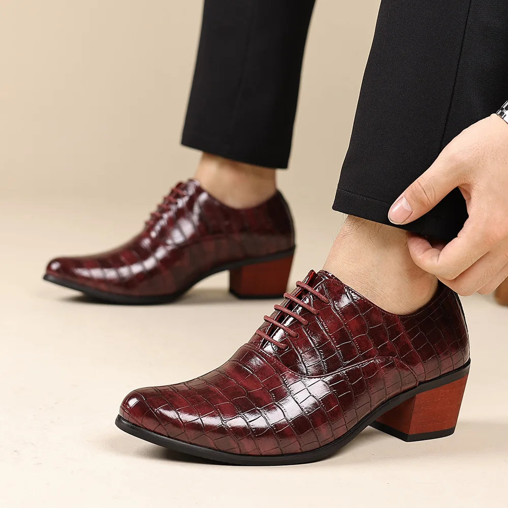 The Ellison Croc-Embossed Block-Heel Oxford