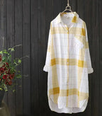 Sunny Plaid Cotton Longline Shirt