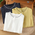 Embroidered Linen Top