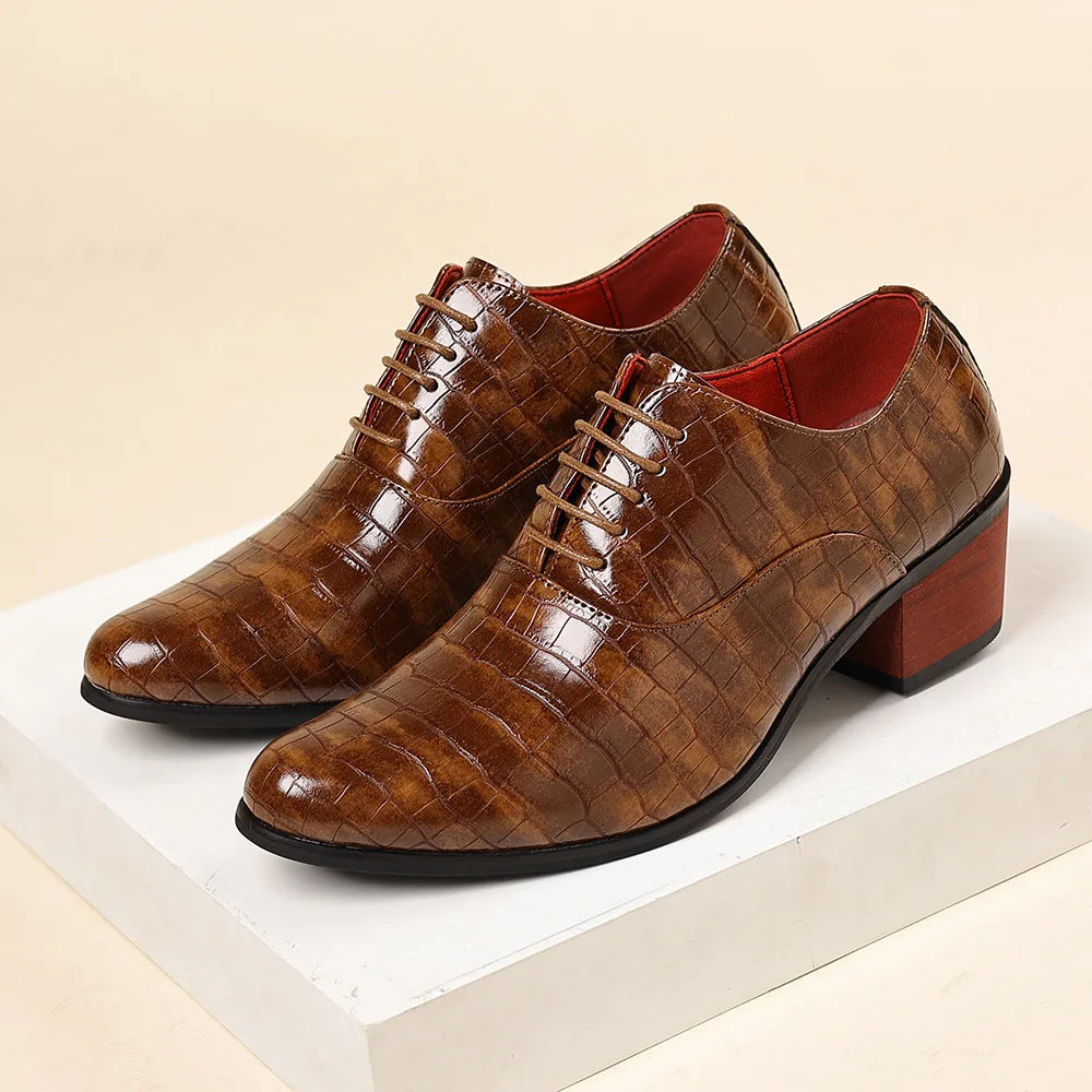 The Ellison Croc-Embossed Block-Heel Oxford