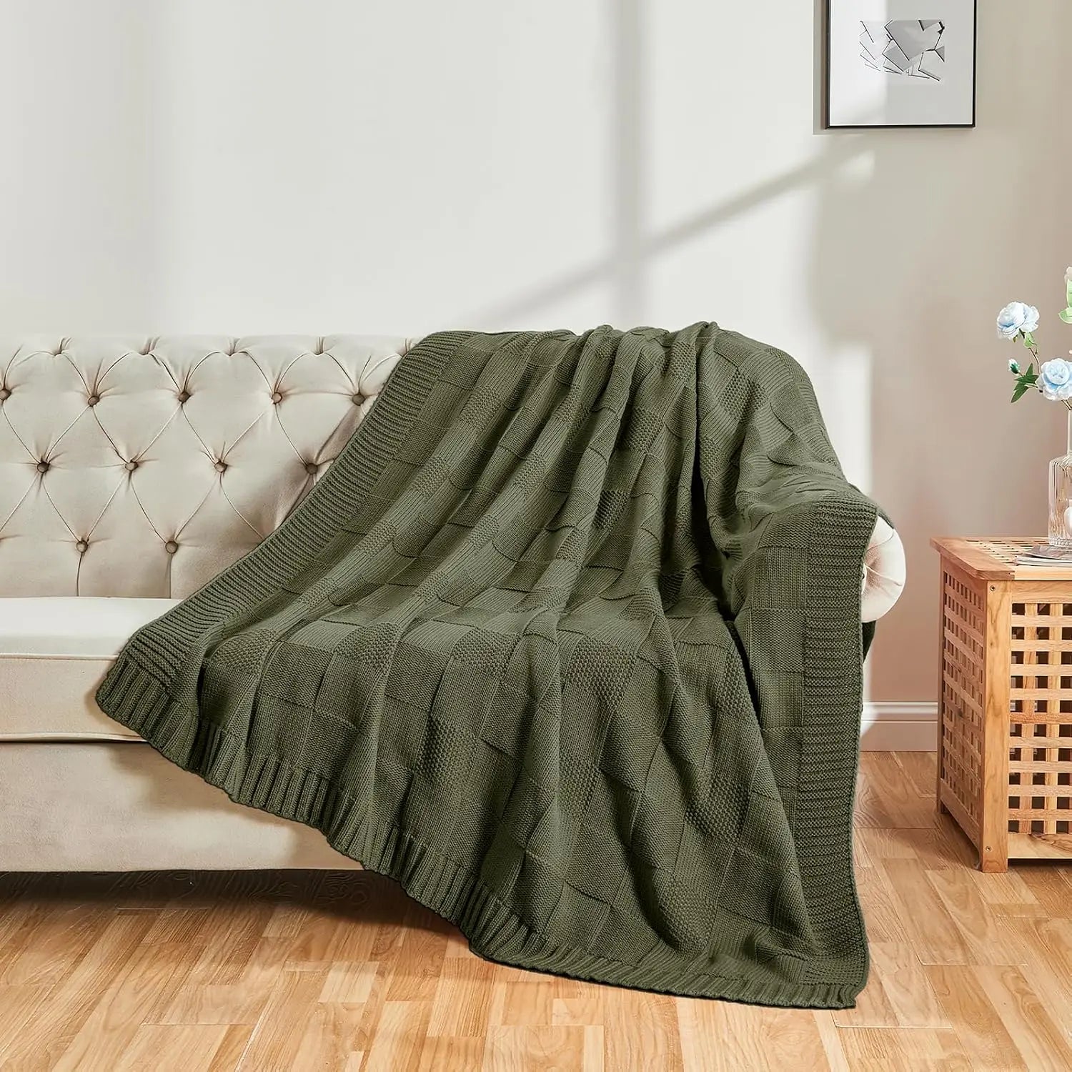 Sofia Cotton Knit Throw Blanket