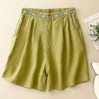 Daisy Embroidered Linen Short